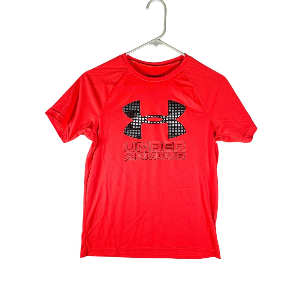 Under Armour Kids Orange Short Sleeve Graphic Logo Performance T-Shirt Size YMD